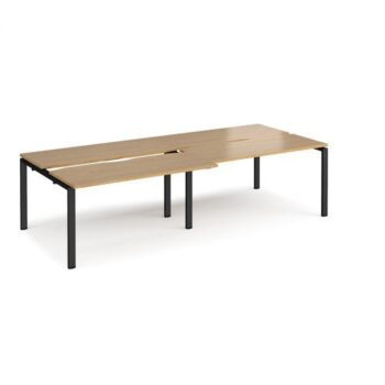 Adapt sliding top double back to back desks 2800mm x 1200mm - black frame Oak Top - STE2812-K-O