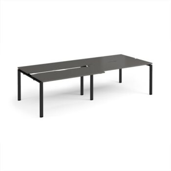 Adapt sliding top double back to back desks 2800mm x 1200mm - black frame storm grey top - STE2812-K-OG