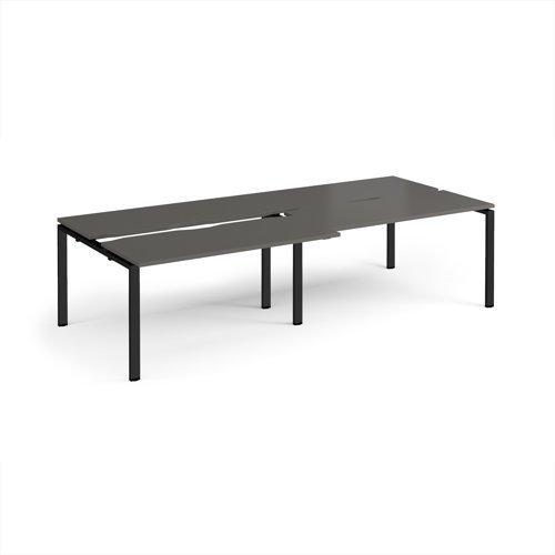 Adapt sliding top double back to back desks 2800mm x 1200mm - black frame storm grey top - STE2812-K-OG