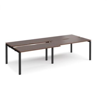 Adapt sliding top double back to back desks 2800mm x 1200mm - black frame Walnut top - STE2812-K-W