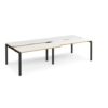 Adapt sliding top double back to back desks 2800mm x 1200mm - black frame White Top with oak edging - STE2812-K-WO