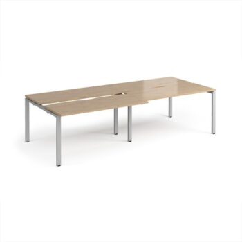 Adapt sliding top double back to back desks 2800mm x 1200mm - silver frame Kendal Oak Top - STE2812-S-KO