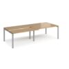 Adapt sliding top double back to back desks 2800mm x 1200mm - silver frame Oak Top - STE2812-S-O
