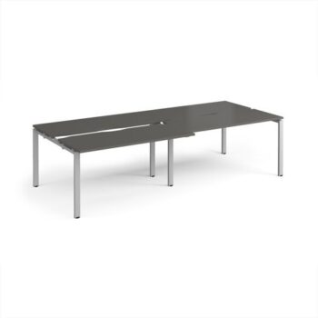 Adapt sliding top double back to back desks 2800mm x 1200mm - silver frame storm grey top - STE2812-S-OG