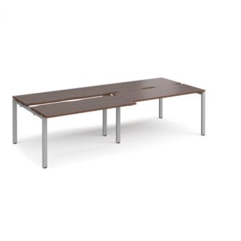 Adapt sliding top double back to back desks 2800mm x 1200mm - silver frame Walnut top - STE2812-S-W