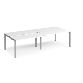 Adapt sliding top double back to back desks 2800mm x 1200mm - silver frame White Top - STE2812-S-WH