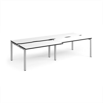 Adapt sliding top double back to back desks 2800mm x 1200mm - silver frame White Top black edge - STE2812-S-WK