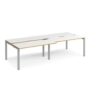 Adapt sliding top double back to back desks 2800mm x 1200mm - silver frame White Top with oak edging - STE2812-S-WO