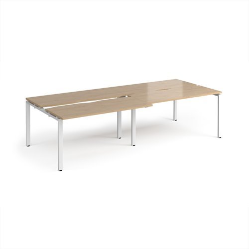Adapt sliding top double back to back desks 2800mm x 1200mm - white frame Kendal Oak Top - STE2812-WH-KO