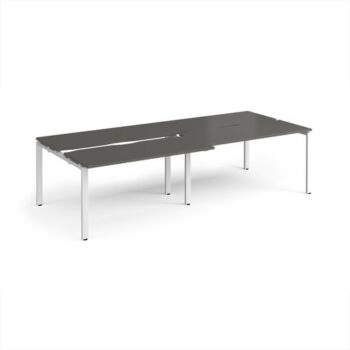 Adapt sliding top double back to back desks 2800mm x 1200mm - white frame storm grey top - STE2812-WH-OG