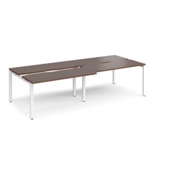 Adapt sliding top double back to back desks 2800mm x 1200mm - white frame Walnut top - STE2812-WH-W