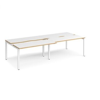Adapt sliding top double back to back desks 2800mm x 1200mm - white frame White Top with oak edging - STE2812-WH-WO