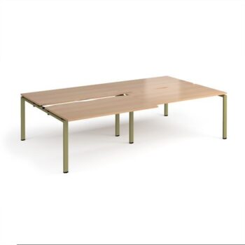 Adapt sliding top double back to back desks 2800mm x 1600mm - green frame Beech top - STE2816-GN-B