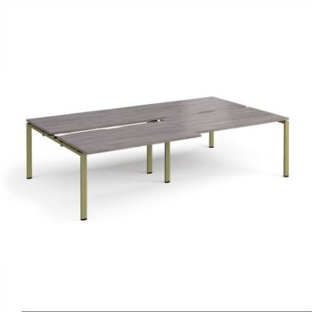 Adapt sliding top double back to back desks 2800mm x 1600mm - green frame Grey Oak Top - STE2816-GN-GO
