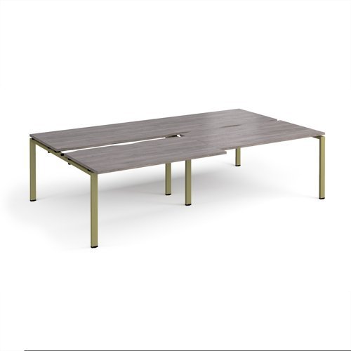 Adapt sliding top double back to back desks 2800mm x 1600mm - green frame Grey Oak Top - STE2816-GN-GO