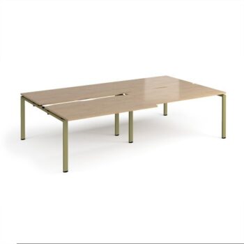 Adapt sliding top double back to back desks 2800mm x 1600mm - green frame Kendal Oak Top - STE2816-GN-KO