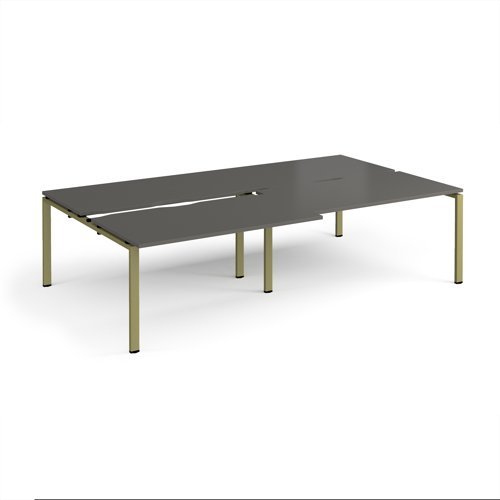 Adapt sliding top double back to back desks 2800mm x 1600mm - green frame storm grey top - STE2816-GN-OG