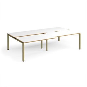 Adapt sliding top double back to back desks 2800mm x 1600mm - green frame White Top oak edge - STE2816-GN-WO