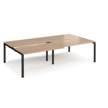 Adapt sliding top double back to back desks 2800mm x 1600mm - black frame Beech top - STE2816-K-B