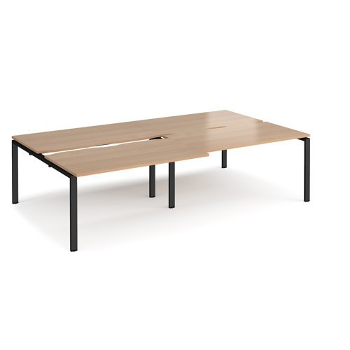 Adapt sliding top double back to back desks 2800mm x 1600mm - black frame Beech top - STE2816-K-B
