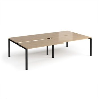 Adapt sliding top double back to back desks 2800mm x 1600mm - black frame Kendal Oak Top - STE2816-K-KO