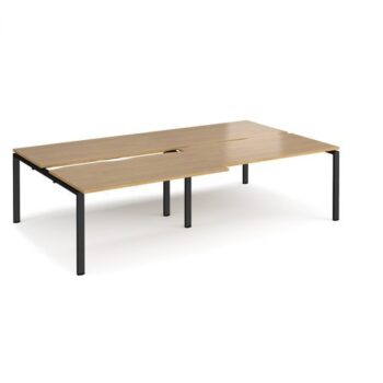 Adapt sliding top double back to back desks 2800mm x 1600mm - black frame Oak Top - STE2816-K-O
