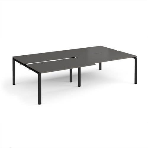 Adapt sliding top double back to back desks 2800mm x 1600mm - black frame storm grey top - STE2816-K-OG