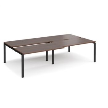 Adapt sliding top double back to back desks 2800mm x 1600mm - black frame Walnut top - STE2816-K-W