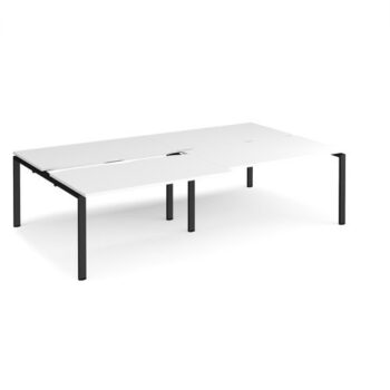 Adapt sliding top double back to back desks 2800mm x 1600mm - black frame White Top - STE2816-K-WH