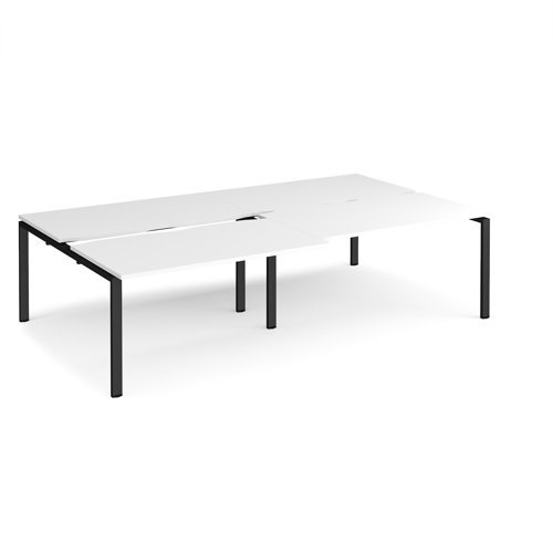 Adapt sliding top double back to back desks 2800mm x 1600mm - black frame White Top - STE2816-K-WH