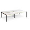 Adapt sliding top double back to back desks 2800mm x 1600mm - black frame White Top with oak edging - STE2816-K-WO