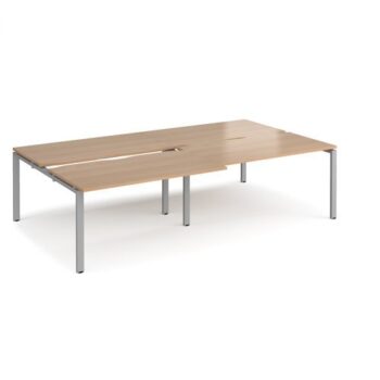 Adapt sliding top double back to back desks 2800mm x 1600mm - silver frame Beech top - STE2816-S-B