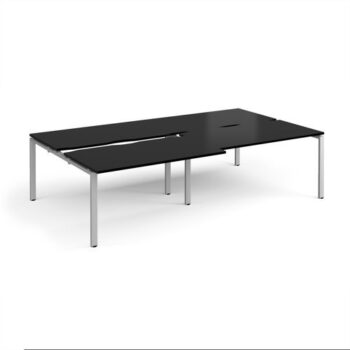 Adapt sliding top double back to back desks 2800mm x 1600mm - silver frame black top - STE2816-S-BK
