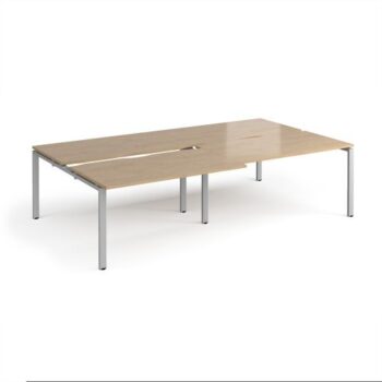 Adapt sliding top double back to back desks 2800mm x 1600mm - silver frame Kendal Oak Top - STE2816-S-KO