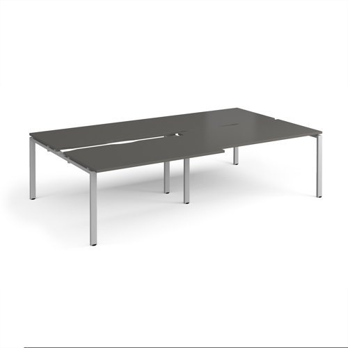 Adapt sliding top double back to back desks 2800mm x 1600mm - silver frame storm grey top - STE2816-S-OG