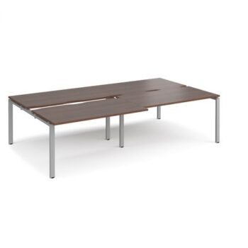 Adapt sliding top double back to back desks 2800mm x 1600mm - silver frame Walnut top - STE2816-S-W