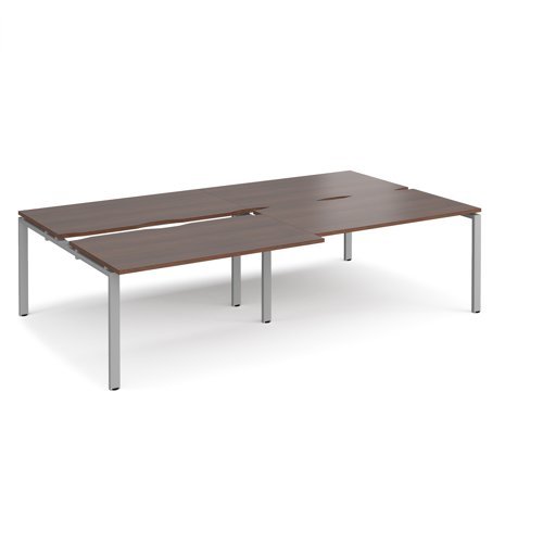 Adapt sliding top double back to back desks 2800mm x 1600mm - silver frame Walnut top - STE2816-S-W