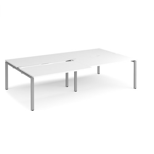Adapt sliding top double back to back desks 2800mm x 1600mm - silver frame White Top - STE2816-S-WH