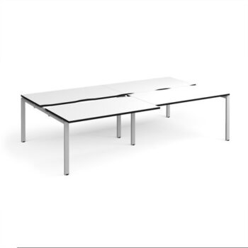 Adapt sliding top double back to back desks 2800mm x 1600mm - silver frame White Top black edge - STE2816-S-WK