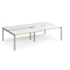 Adapt sliding top double back to back desks 2800mm x 1600mm - silver frame White Top with oak edging - STE2816-S-WO