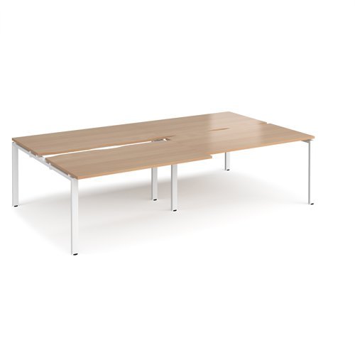Adapt sliding top double back to back desks 2800mm x 1600mm - white frame Beech top - STE2816-WH-B