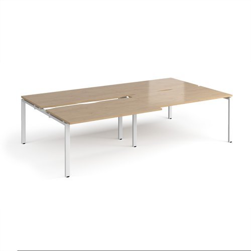 Adapt sliding top double back to back desks 2800mm x 1600mm - white frame Kendal Oak Top - STE2816-WH-KO