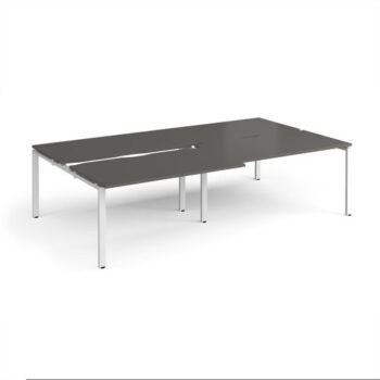 Adapt sliding top double back to back desks 2800mm x 1600mm - white frame storm grey top - STE2816-WH-OG