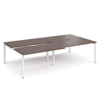Adapt sliding top double back to back desks 2800mm x 1600mm - white frame Walnut top - STE2816-WH-W