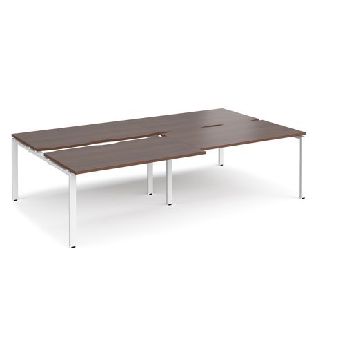 Adapt sliding top double back to back desks 2800mm x 1600mm - white frame Walnut top - STE2816-WH-W