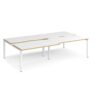Adapt sliding top double back to back desks 2800mm x 1600mm - white frame White Top with oak edging - STE2816-WH-WO