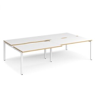 Adapt sliding top double back to back desks 2800mm x 1600mm - white frame White Top with oak edging - STE2816-WH-WO