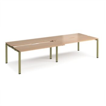 Adapt sliding top double back to back desks 3200mm x 1200mm - green frame Beech top - STE3212-GN-B