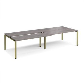 Adapt sliding top double back to back desks 3200mm x 1200mm - green frame Grey Oak Top - STE3212-GN-GO