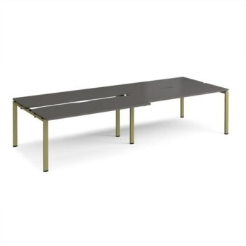 Adapt sliding top double back to back desks 3200mm x 1200mm - green frame storm grey top - STE3212-GN-OG